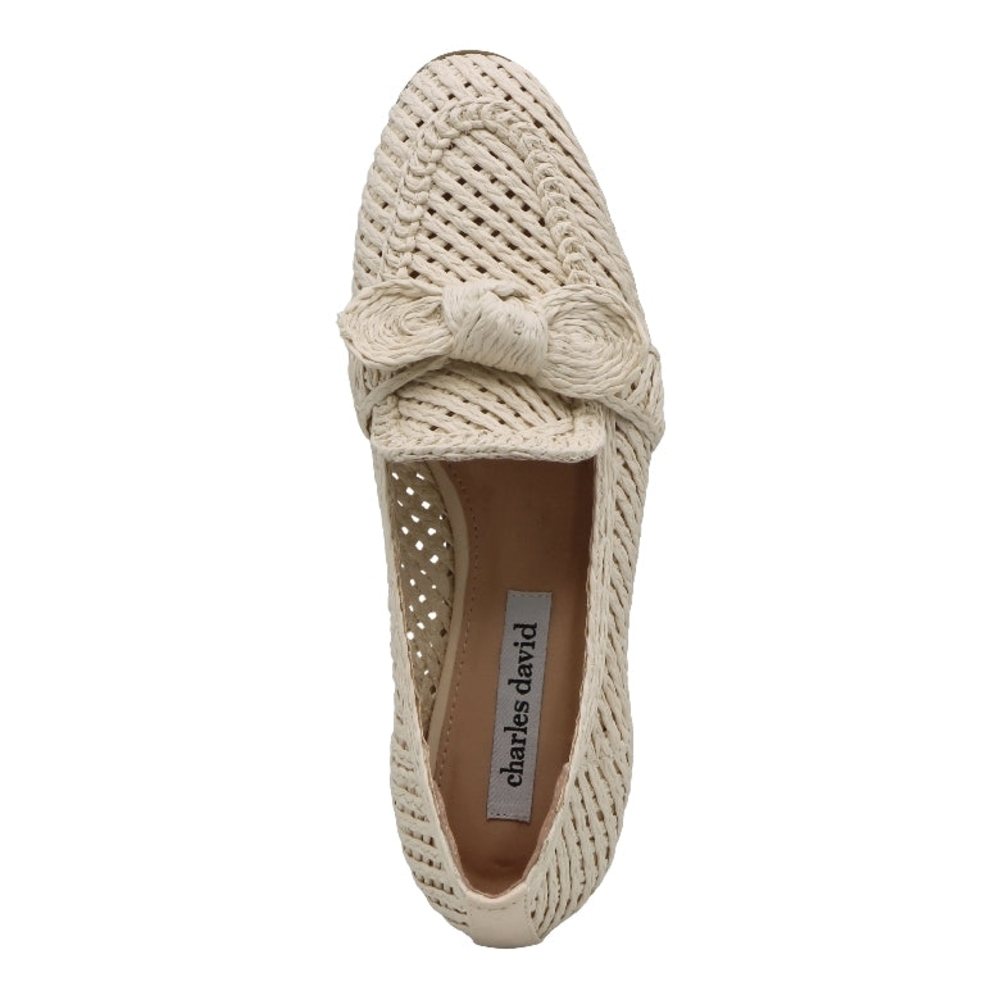 Charles David Cream Crochet Raffia Loafers Finite Slip-On Flats Women's Size 9.5